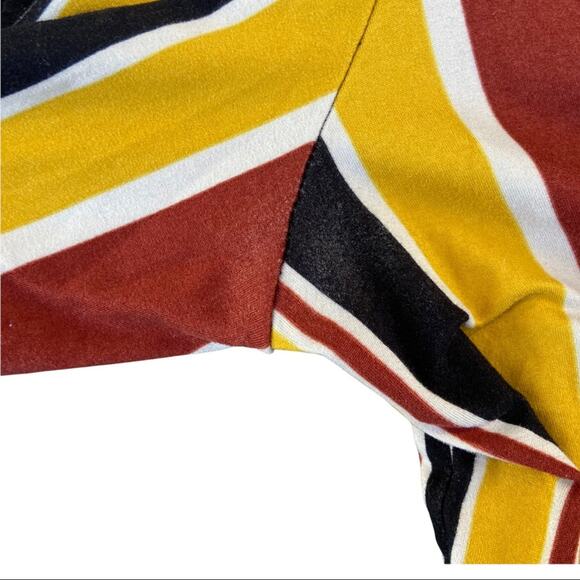 Obsessive Love Vertical Striped Wide Leg Pants Orange Yellow Stretch Size Medium - Picture 7 of 8